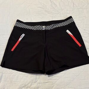 Slazenger Black Athletic Shorts with Red Zip Accents